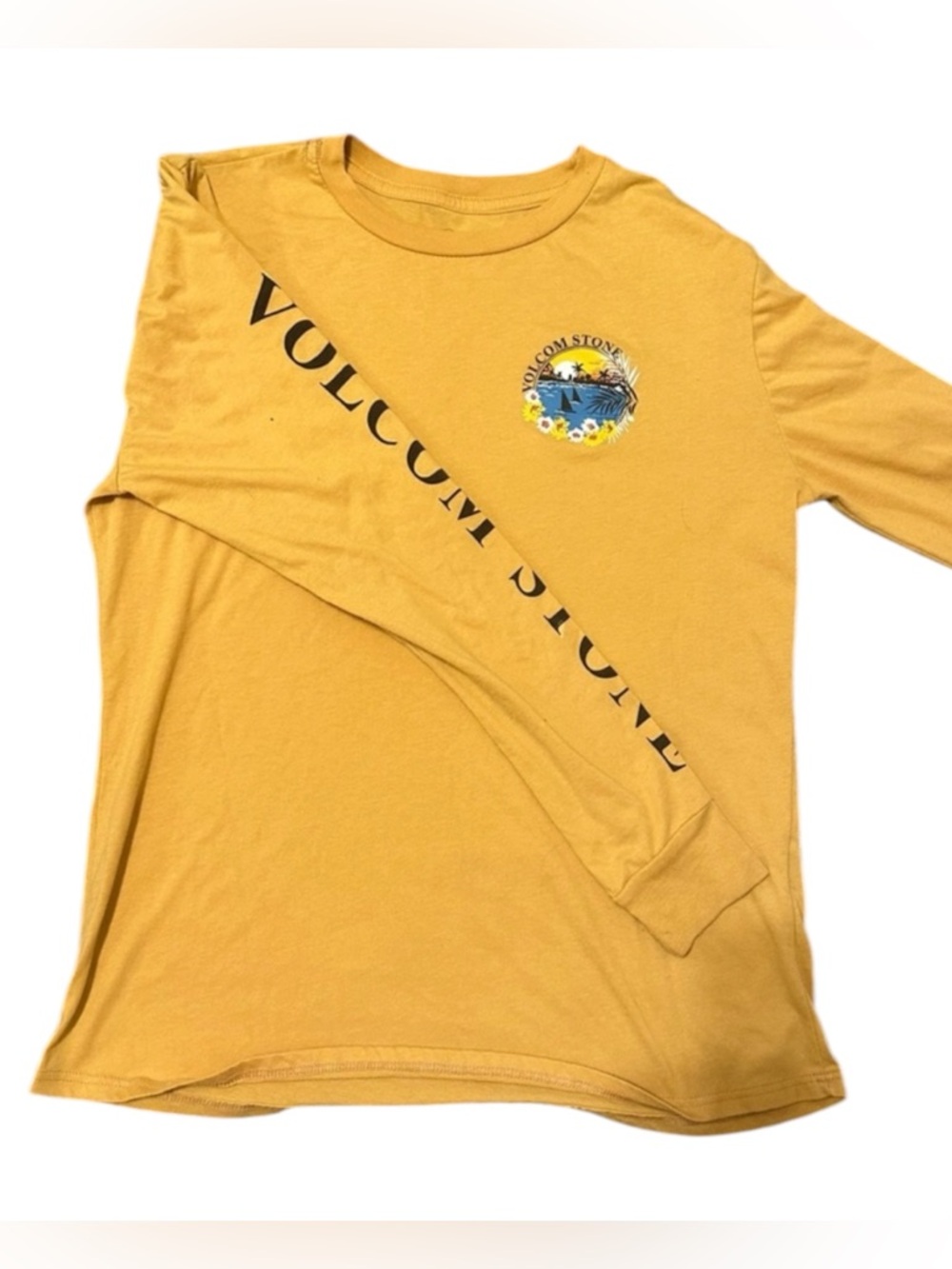 Volcom Y2K Mustard Graphic Long Sleeve Tee Skate Surf Streetwear S